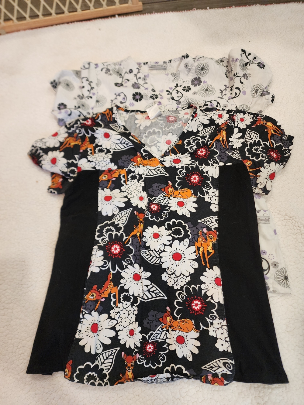 Uniform Advantage Black Floral Bambi Print And Black & White Floral Print